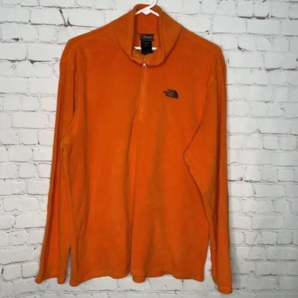The North‎ Face Sweatshirt Men's Large Orange Fleece Flash Dry 1/3 Zip Pullover